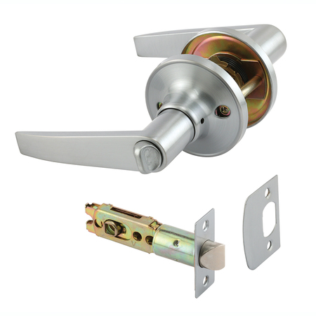 PRIME-LINE Privacy Lever, Fits 2-3/8 in. and 2-3/4 in. Backset, Satin Chrome 1 Set MP65259